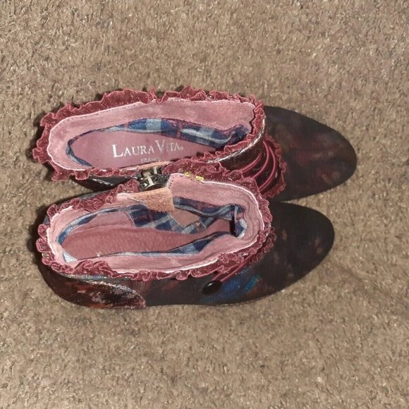 LAURA VITA-Amelia-Multicolor Velvet/Leather-Steampunk/Victorian Booties-Sz 37-NM - Picture 5 of 6
